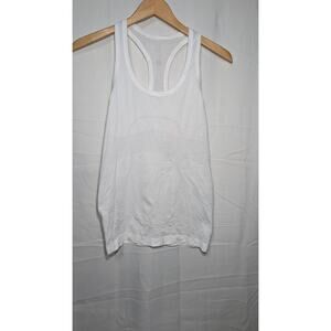 Lululemon Tank Top Womens 6 Run Swiftly Tech Racerback White Embroidered